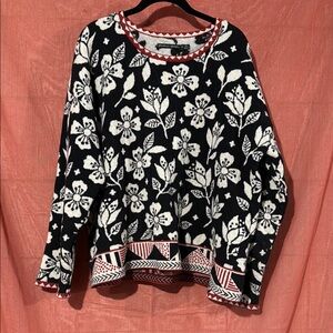 Floral Black and White Women's sweater